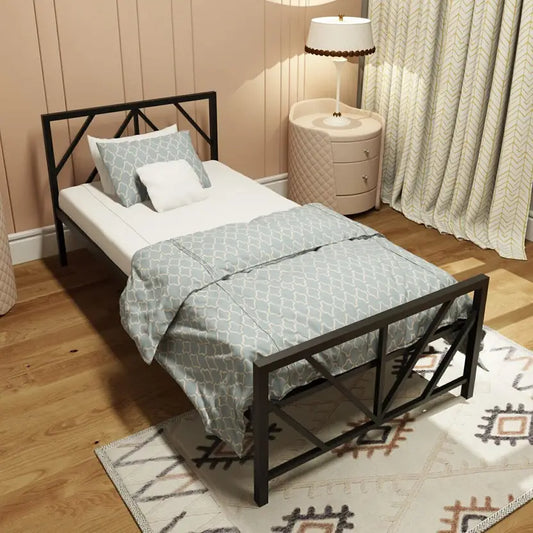 Columba Wrought Iron Metal Single Bed  (Finish Color - Black, Delivery Condition - DIY(Do-It-Yourself))